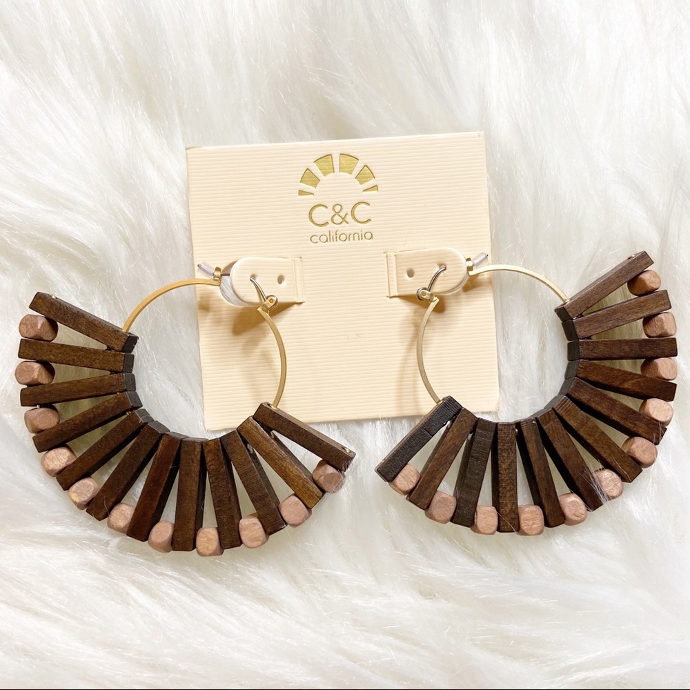 C&C california | wooden and golden earrings